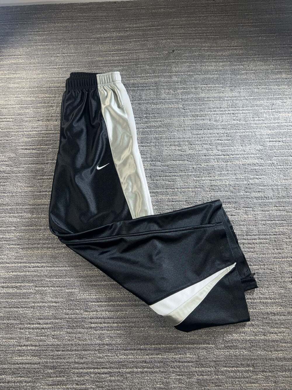 Nike Kids Size M Black and White Shiny Tricot Track Pants
